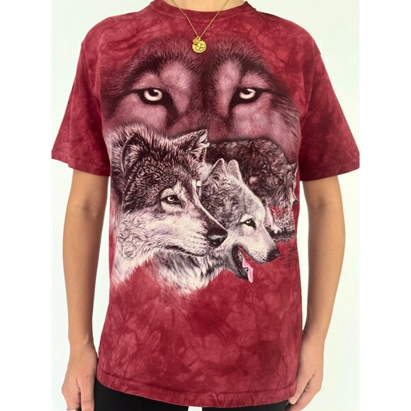 2000s The Mountain red wolf pack wolves nature faded graphic cotton tee shirt - Picture 7 of 10